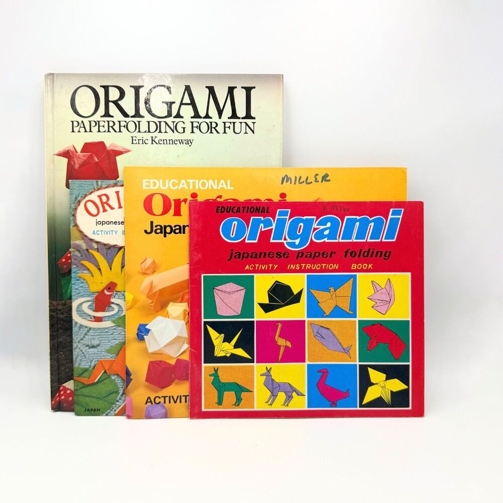 Vintage Origami Book Lot 4 Japanese Paper Folding Craft Activity Instruction
